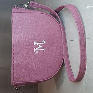 NWOT Thirty-One Pink Mauve M Embroidered Crossbody Bag